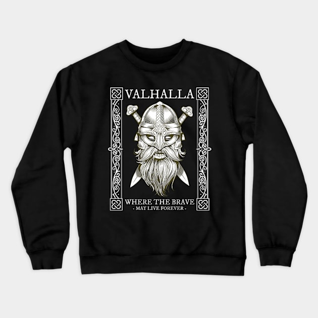 Viking Warrior - Valhalla Crewneck Sweatshirt by BearCaveDesigns